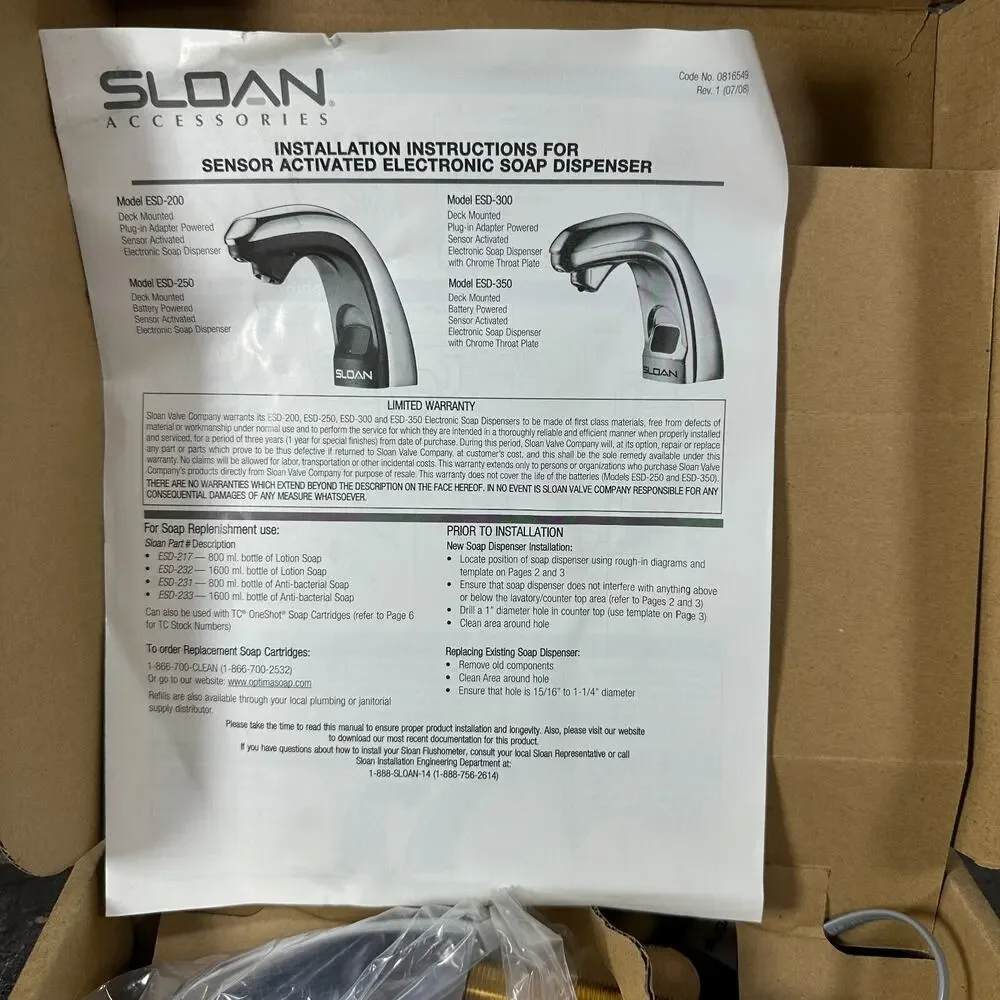 Sloan‎ ESD200-P Optima Plus Sensor Activated Electronic Soap Dispenser